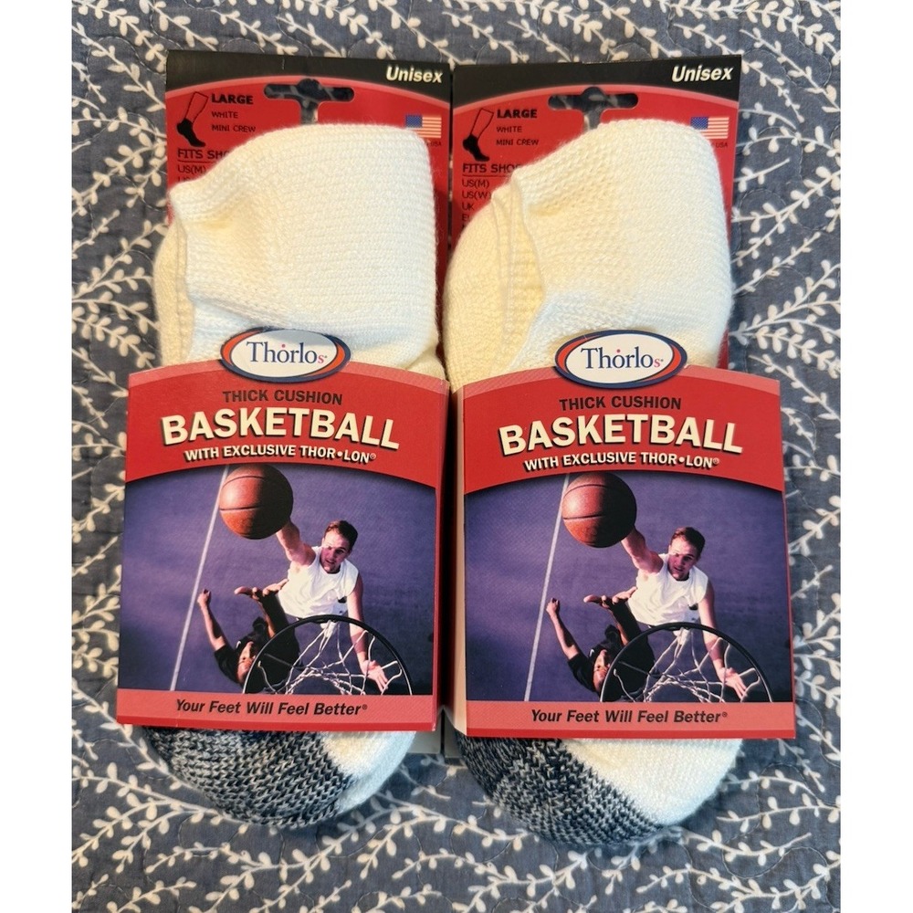 Lot (2) Pairs Thorlo Basketball Mini Crew Ankle Socks Unisex New Large